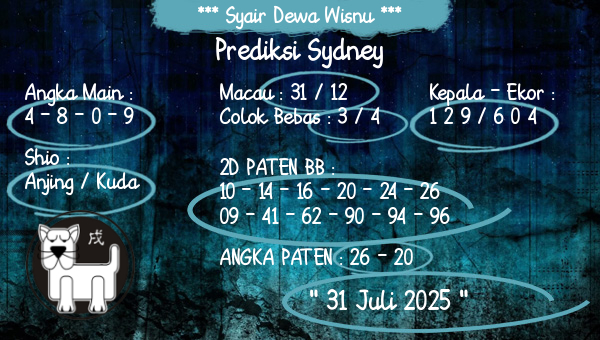 Syair Dewa Wisnu - Prediksi Sydney